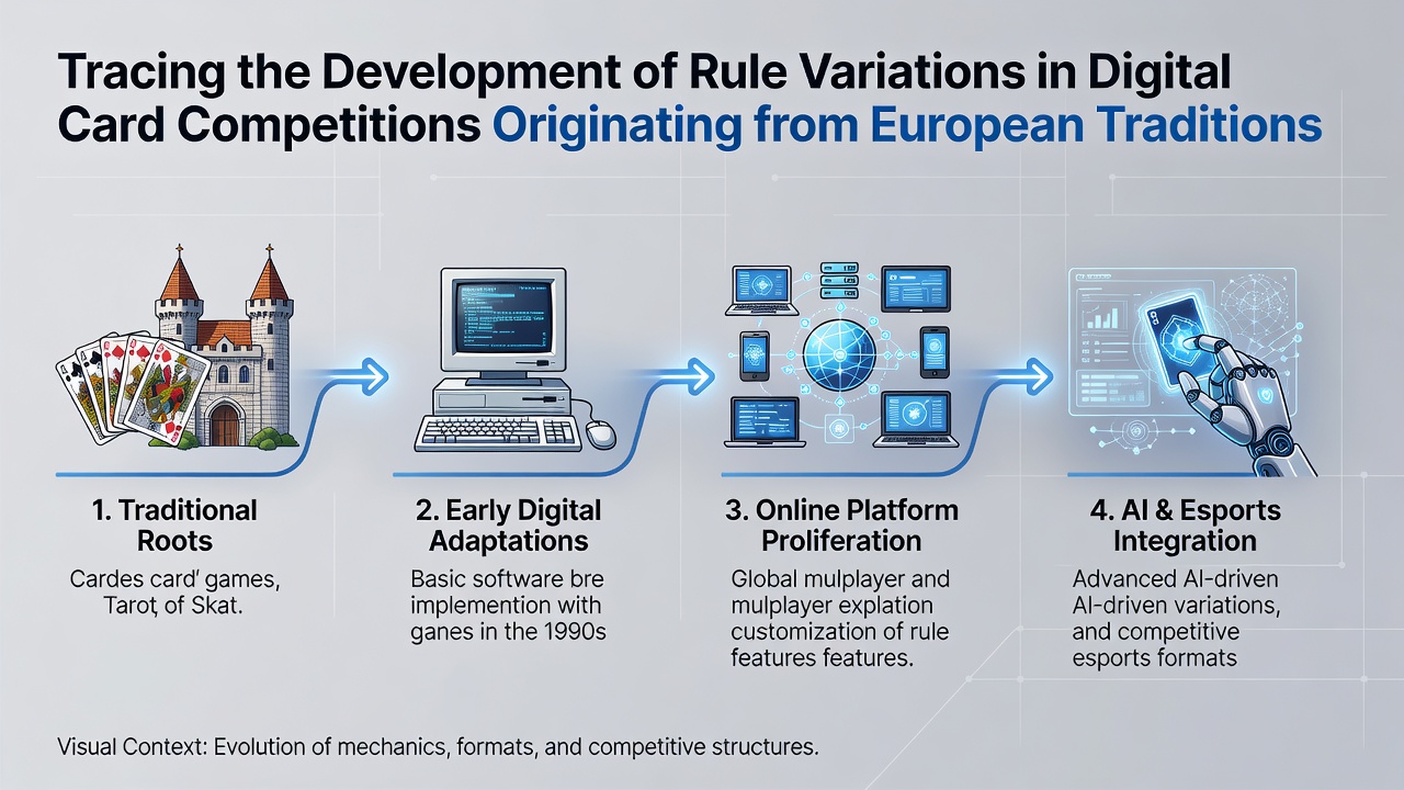 Split screen showing German Skat and French Belote digital interfaces side by side during an August 2026 event